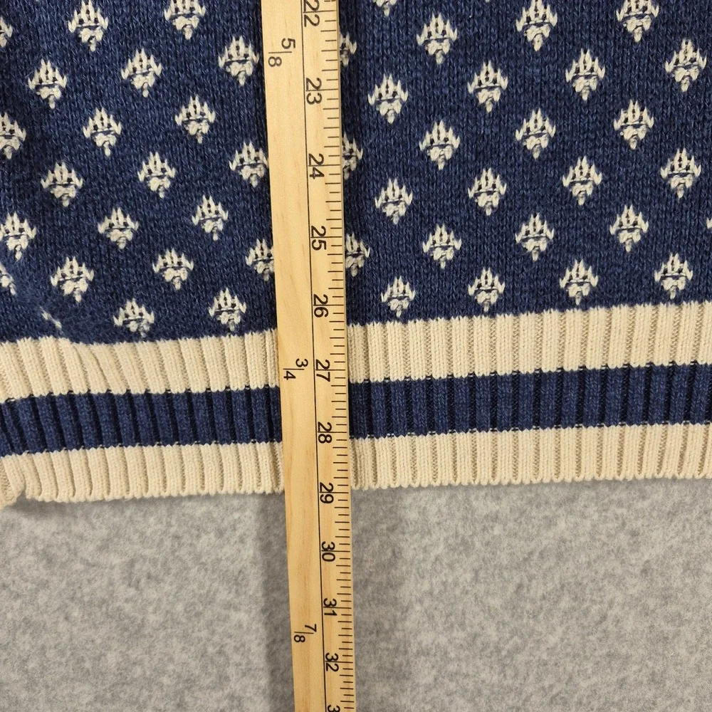 Vintage Jantzen Sweater Mens XL Blue Geometric Diamond Knit Crewneck Made in USA